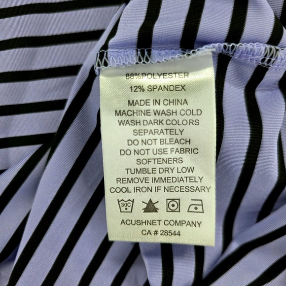 FootJoy FJ‎ Performance Golf Polo Shirt Men XL Striped Purple Black Short Sleeve - Picture 6 of 13